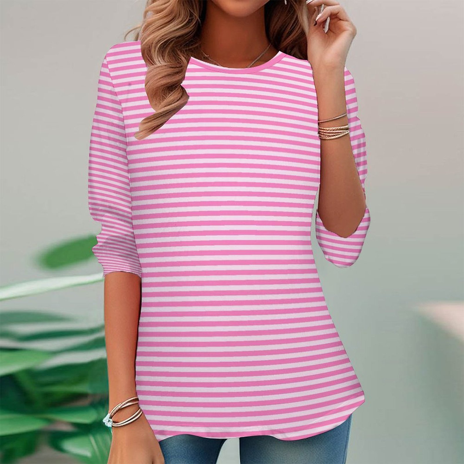 Women Long Sleeve V-neck Graphic Floral Printed Top