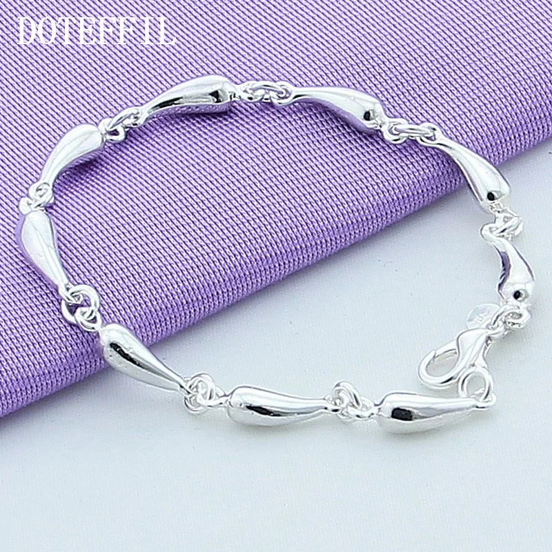 DOTEFFIL 925 Sterling Silver Water Droplets/Raindrops Bracelet For Women Jewelry