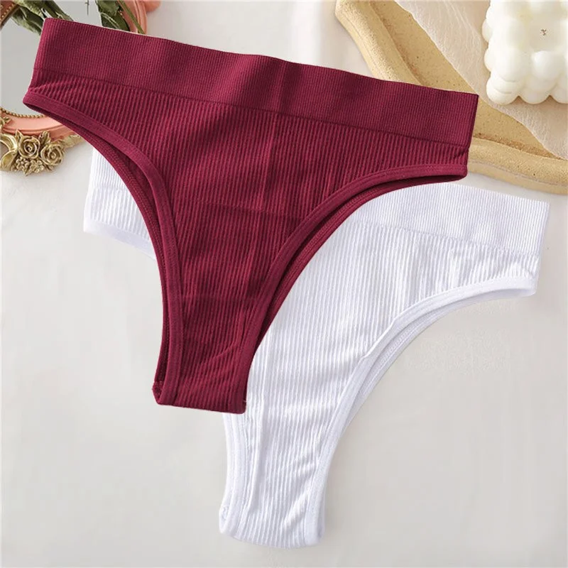 2PCS/Set Sexy Thong Panties Women's Underwear G-String Female Underpants Seamless Briefs Intimates Sexy Lingerie T-Back Pantys