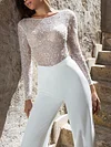 Shining  Long Sleeve Split-Joint  Wedding Jumpsuits