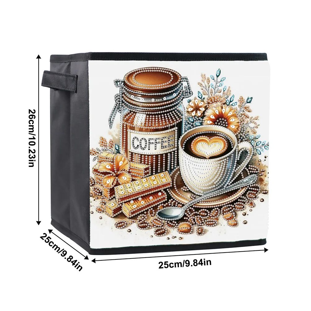 5D DIY Afternoon Tea Coffee Special Shape Diamond Painting Storage Box for Home Storage(25*26*25cm)