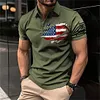 Men's T-Shirt Polo Vintage American Flag Independence Day Short Sleeve Outdoor Summer Daily Top Navy Blue Black Khaki by Inlyline