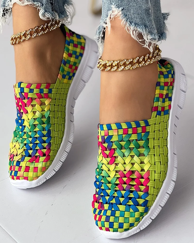 🔥Last Day Promotion 53%🔥Women's Colorblock Braided Slip-on Sneakers