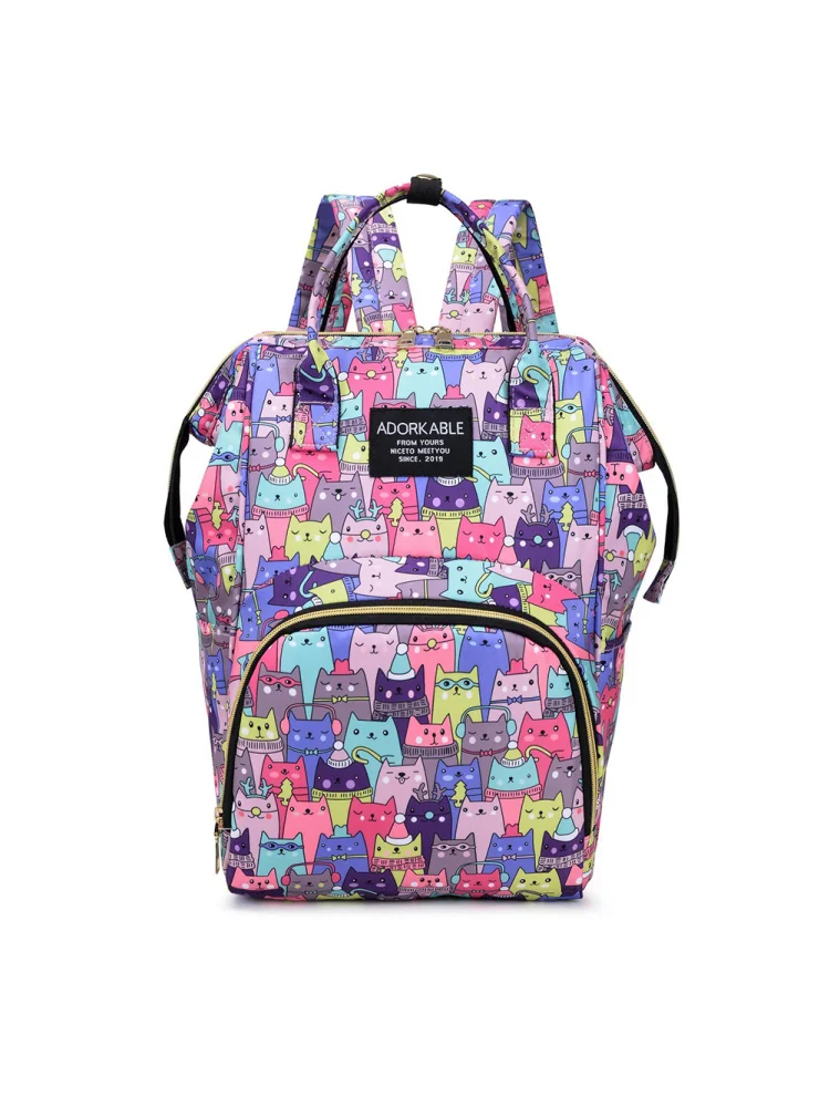 Fashion Women Printing Mummy Diaper Bag Nappy Large Handbag (Color Cats)