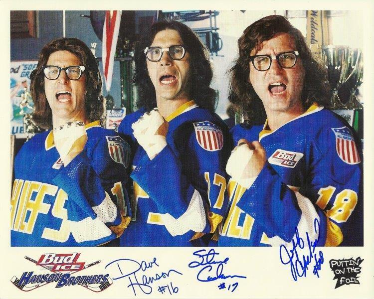 REPRINT - HANSON BROTHERS Charlestown Chiefs Signed 8 x 10 Photo Poster painting Poster RP