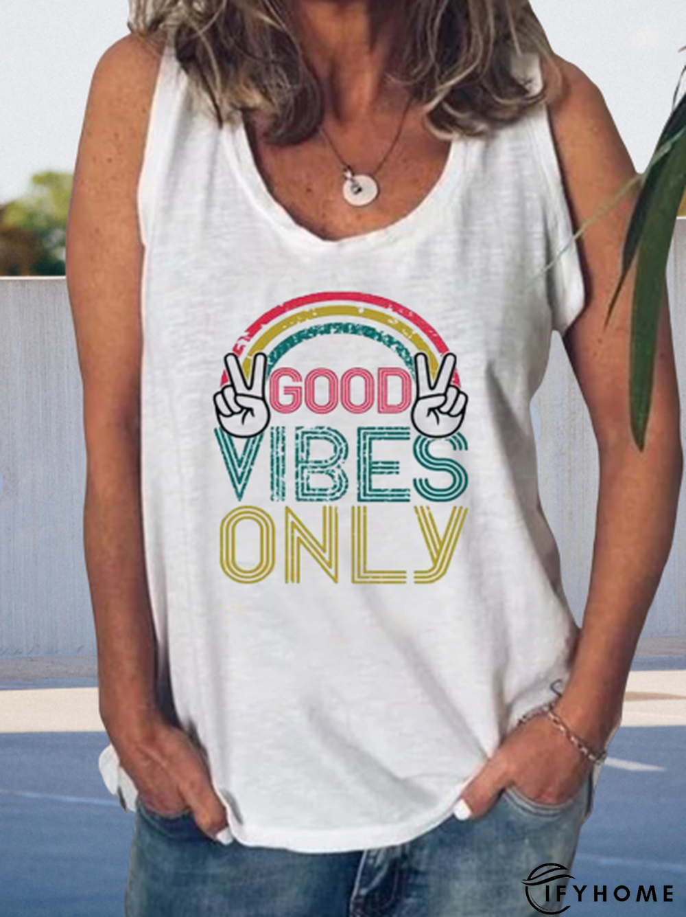 3/4 Sleeve Casual Round Neck Cotton-Blend T-shirt | IFYHOME