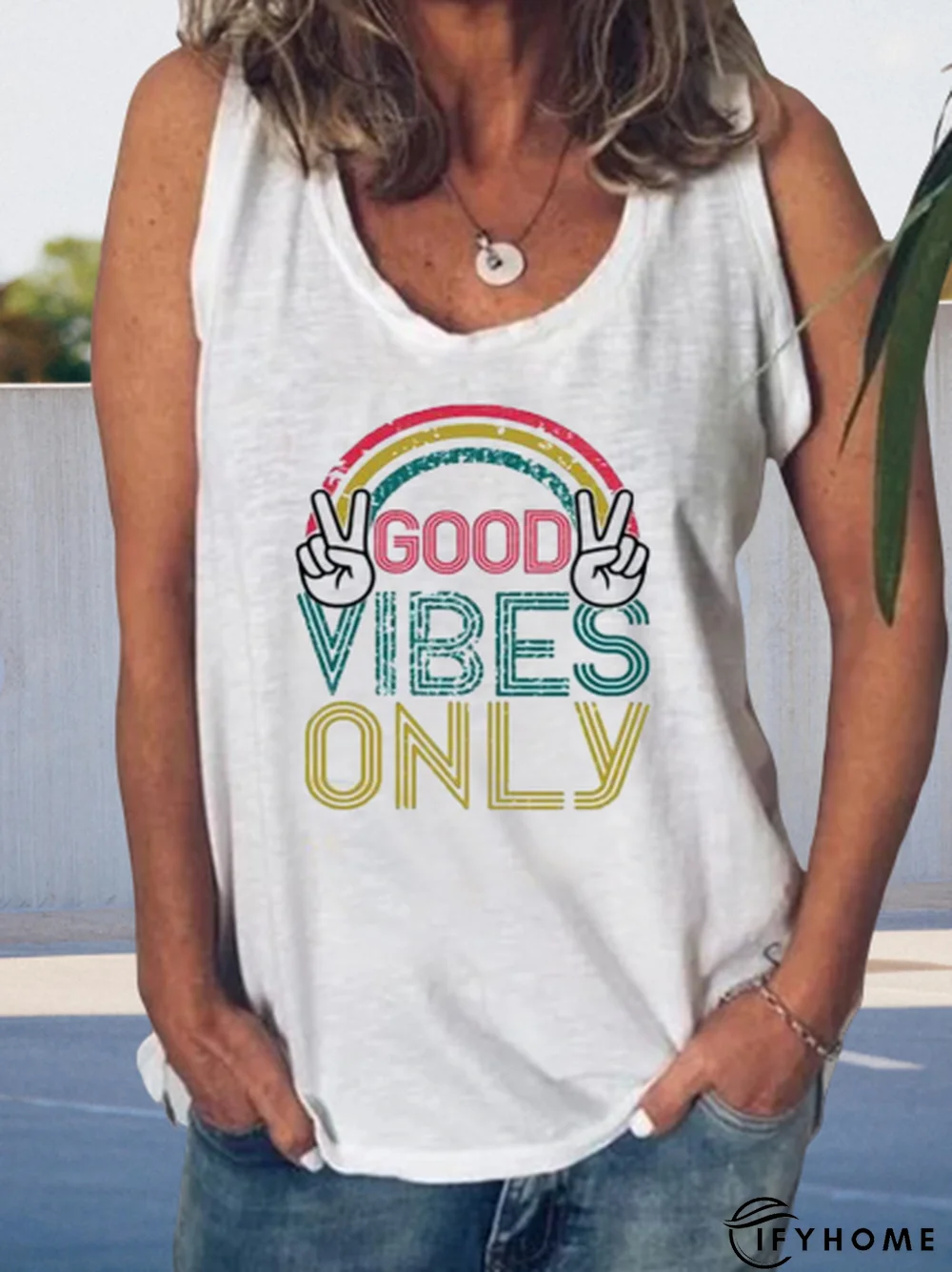 3/4 Sleeve Casual Round Neck Cotton-Blend T-shirt | IFYHOME