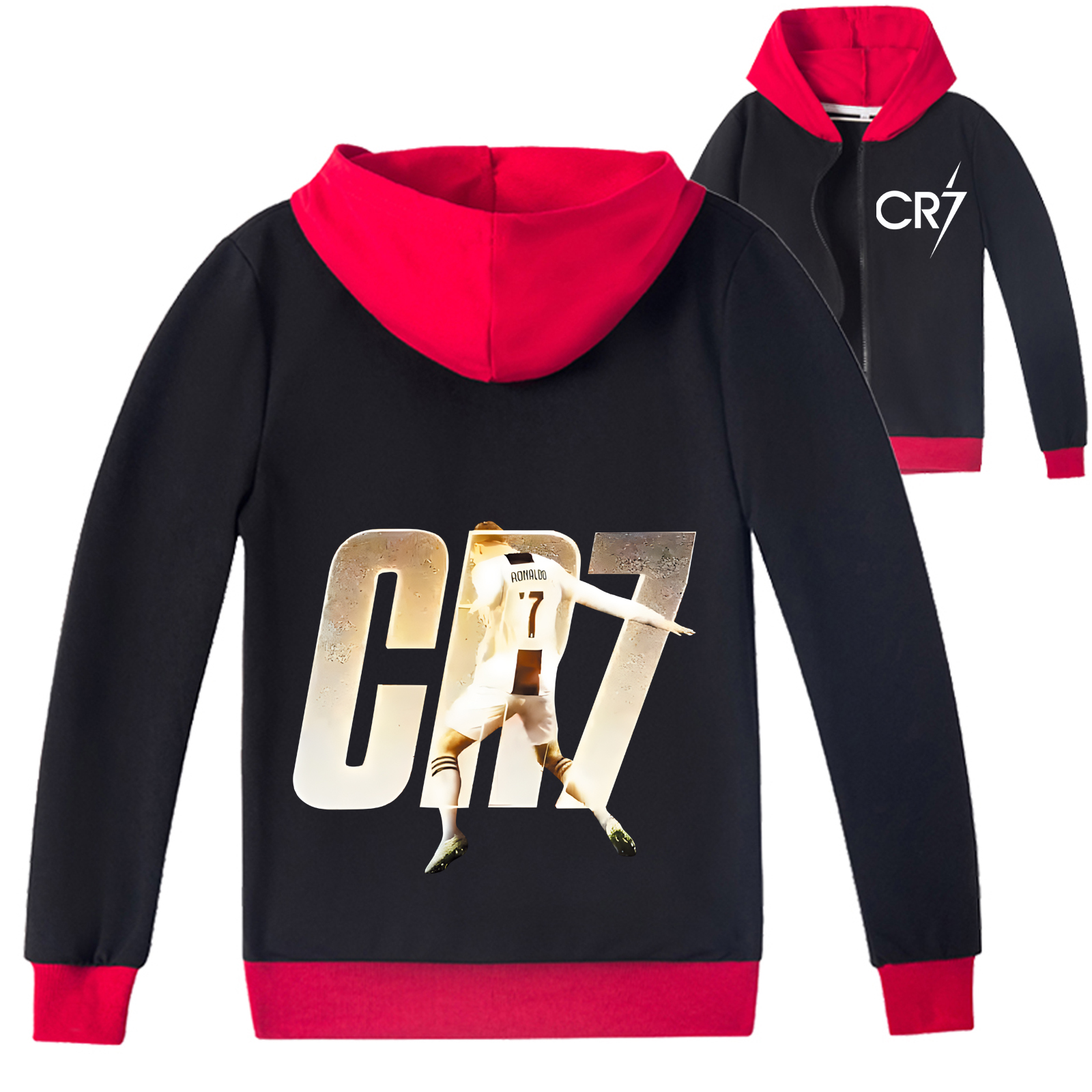 Mayoulove Cristiano Ronaldo Zip Jacket for Kids - Unisex Sportswear, Stylish, Comfortable  Trendy Kids' Apparel-Mayoulove