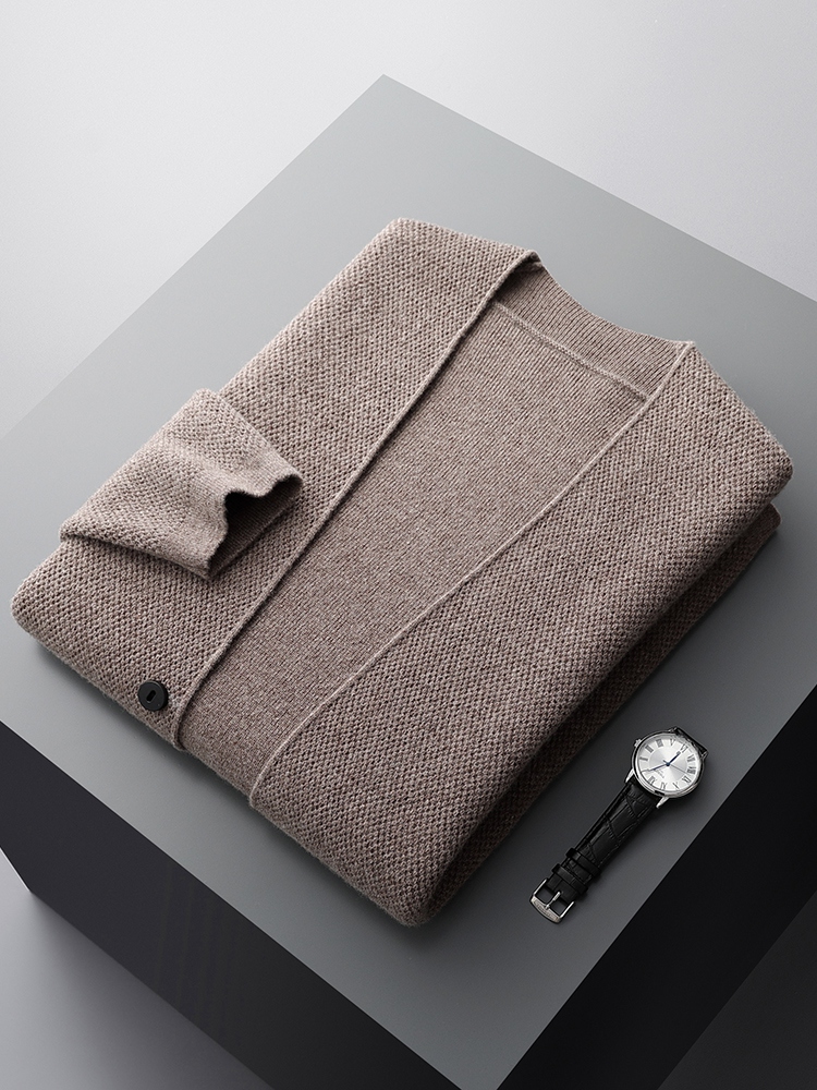 Raptureculture men fall outfits casual Autumn Winter Men Cashmere Sweater Coat V-Neck Two Buttons Cardigan 100% Merino Wool Knitwear Soft Smart Casual Quality Top
