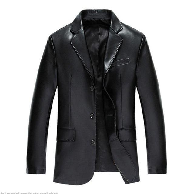 Leather Jacket Men PU Jacket Male Business Casual Coats Autumn Casual Masculinas Inverno Couro Jacket Overcoat - VSMEE