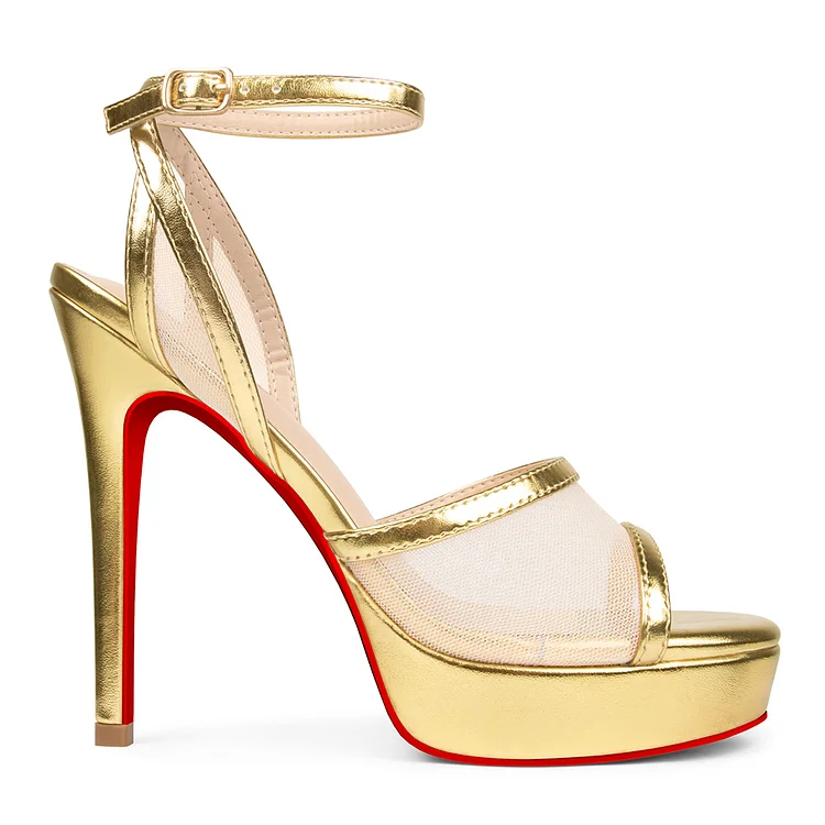 130mm Open Toe Platform Sandals Ankle Strap High Heel Red Bottom Summer Shoes VOCOSI VOCOSI