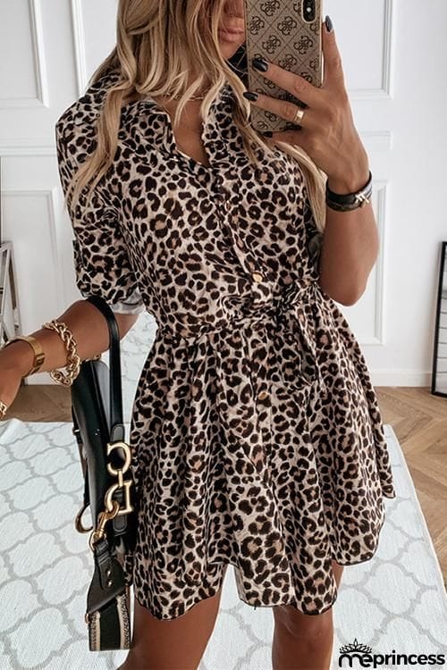 Animal Print Belted Mini Dress
