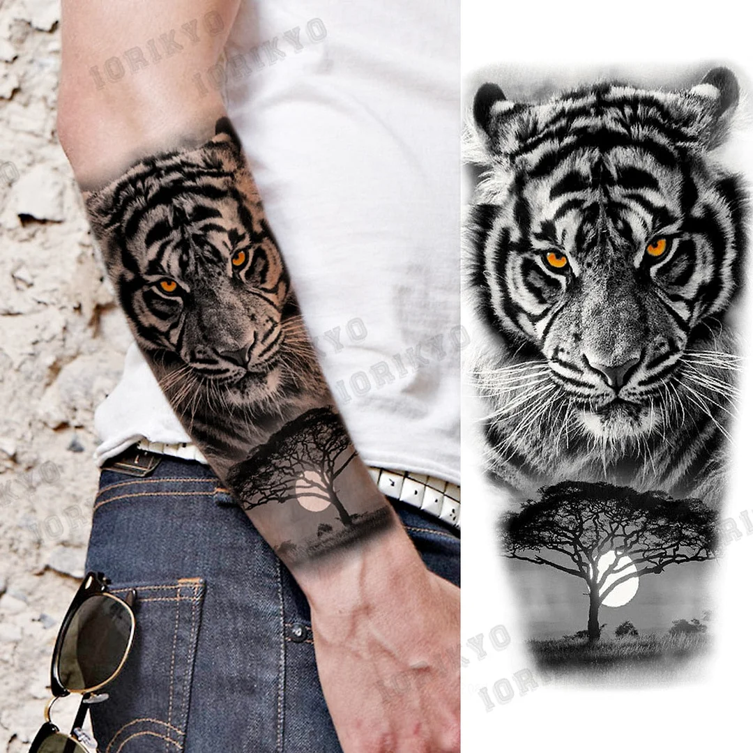Realistic Devil Skeleton Temporary Tattoos For Men Adult Women Wolf Compass Gangster Fake Tattoo Washable Body Art Tatoo Sticker