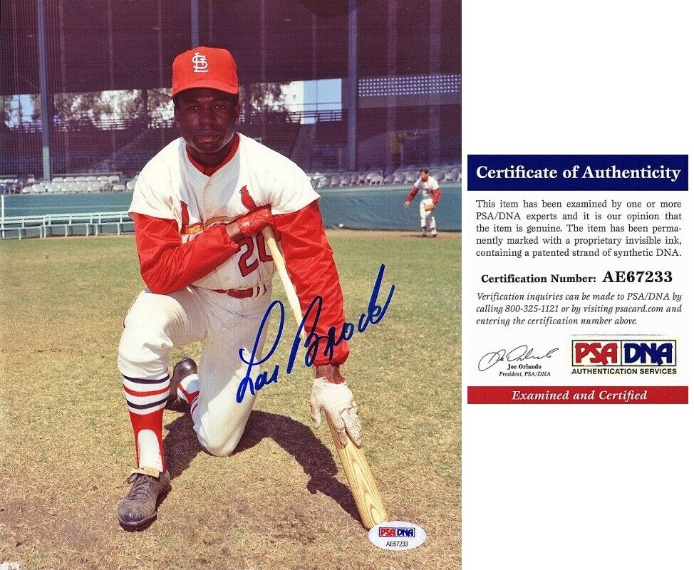 Lou Brock Signed - Autographed St. Louis Cardinals 8x10 inch Photo Poster painting PSA/DNA COA