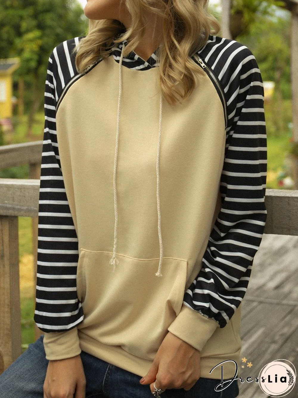 Yellow Hoodie Cotton-Blend Long Sleeve Printed Sweatshirts