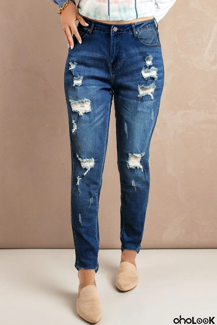 Distressed Frayed Skinny Jeans