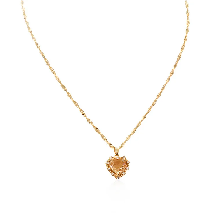 Diamond Zircon Heart Necklace KERENTILA