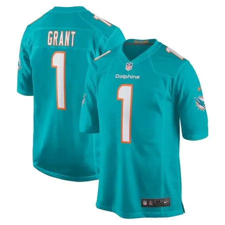 Youth Miami Dolphins #1 Kenneth Grant  Aqua 2025 NFL Draft First Round Pick Game Jersey