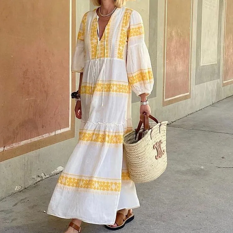 Beth Dutton Bohemian Dress Summer Spring Midi Dresses Autumn Women Dress Printed Long Sleeve Suspender Dress