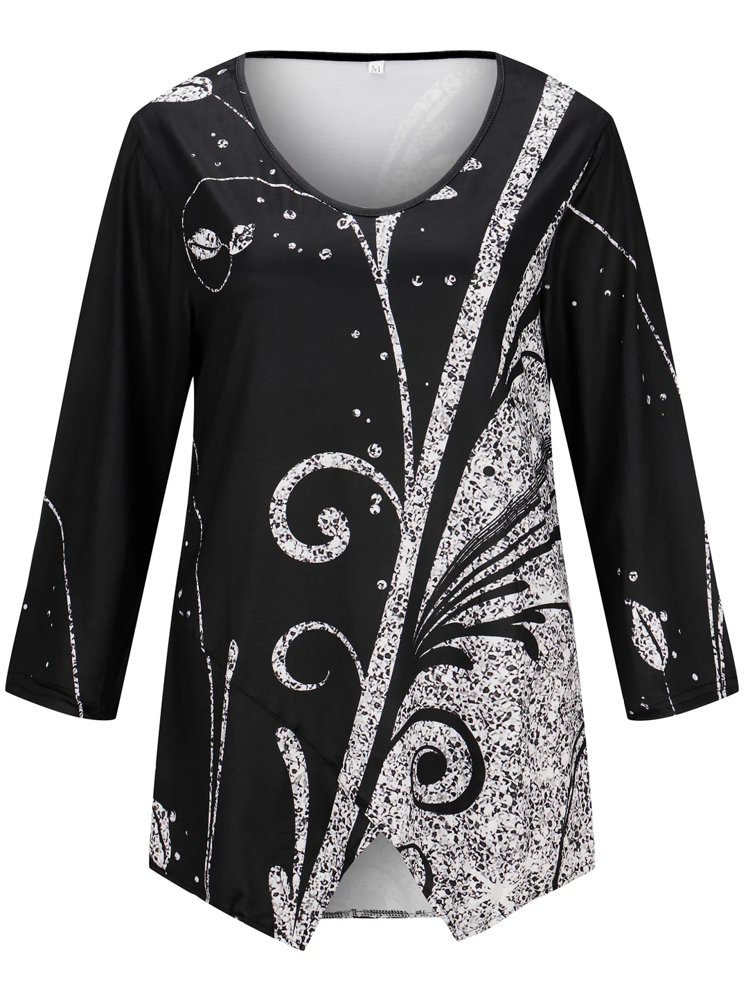 Style & Comfort for Mature Women Women Asymmetrical 3/4 Sleeve Scoop Neck Graphic Printed Top
