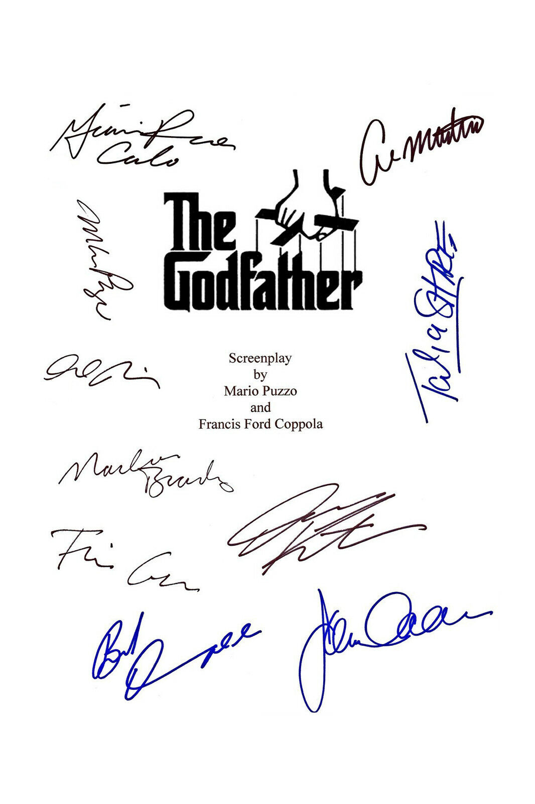 The Godfather Script Cast Signed A4 Photo Poster painting Print Autograph Marlon Brando