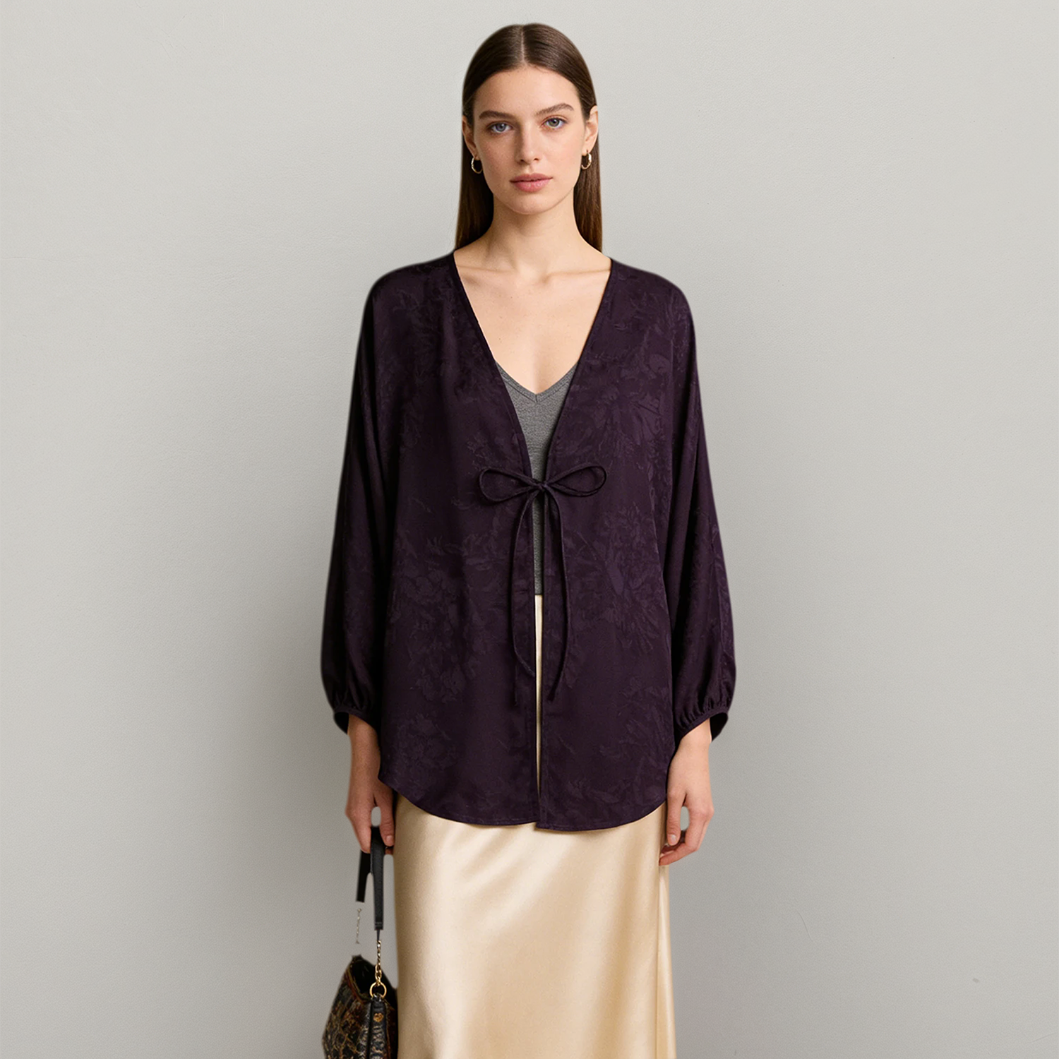 Women's Reversible Puff Sleeve Gambiered Guangdong Silk Sun Wrap REAL SILK LIFE