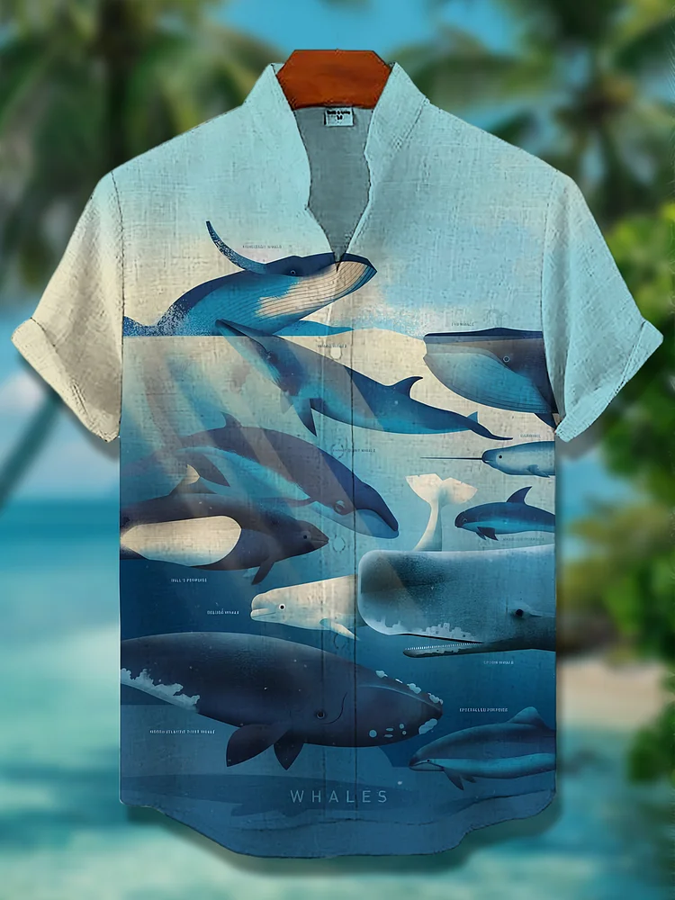 Men's Deep Sea Whale Art Print Casual Shirt