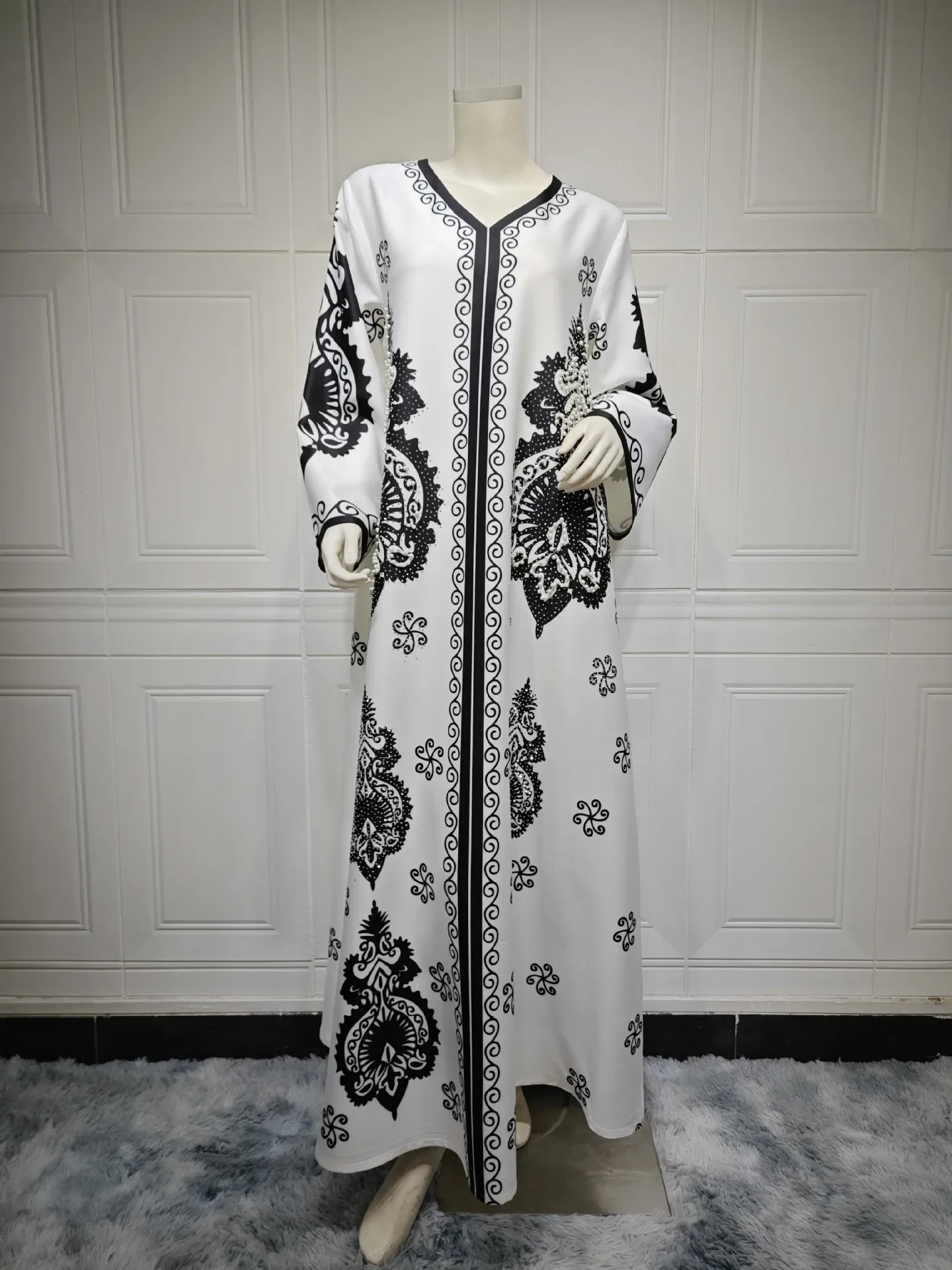 Wheelsraw event dresses for women luxury Femme Fashion Diamond Print Muslim Evening Dress Light Luxury Arabia Abaya Dubai Muslim Dress for Women Clothes for Muslim Women