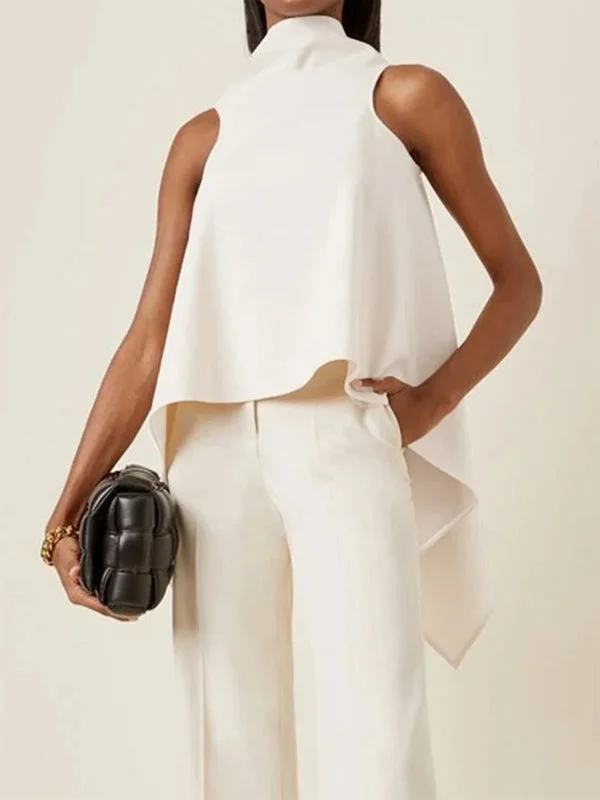 Fashion Solid Color Asymmetric Split-Joint Sleeveless Vest