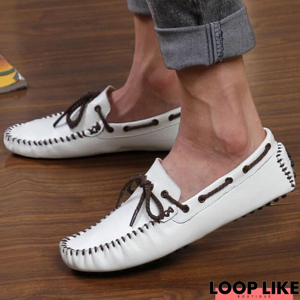 Men Genuine Leather Loafers Soft Casual Cowhide Driving Shoes