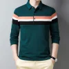 100% Cotton Striped Contrast Color Polo Shirt
