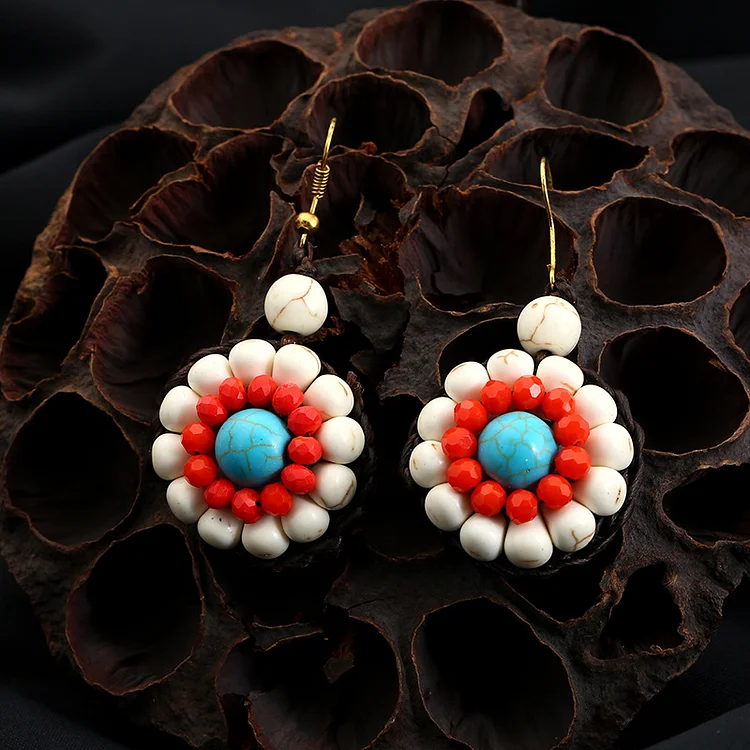 Retro Bohemia Water Drop Flower Handmade Earrings