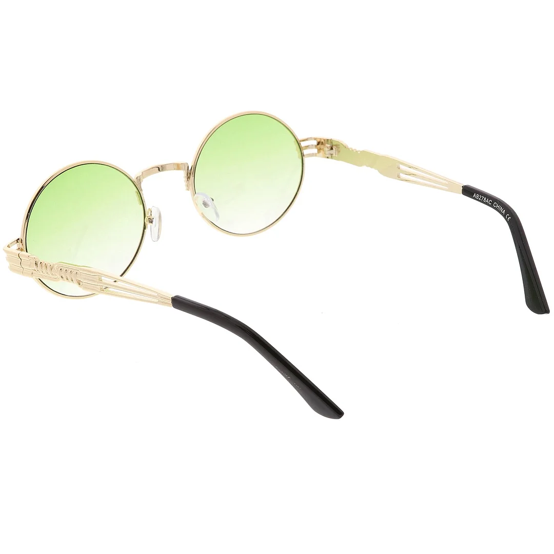 Steampunk Inspired Oval glasses Unique Engraved Metal Detail Color Tinted Lens 60mm