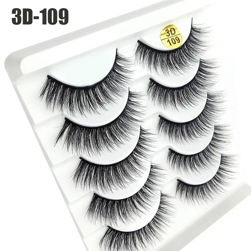 5Pairs 6D Mink Lashes False Eyelashes Natural Long Eyelash Extension Cross Volume Soft Fake Eye Lashes Winged Faux Cils Dropship