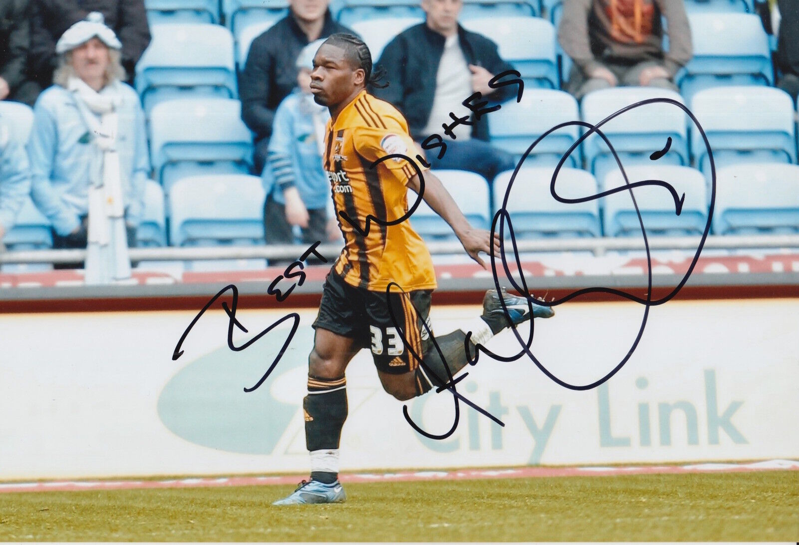 HULL CITY HAND SIGNED AARON MCLEAN 12X8 Photo Poster painting 1.