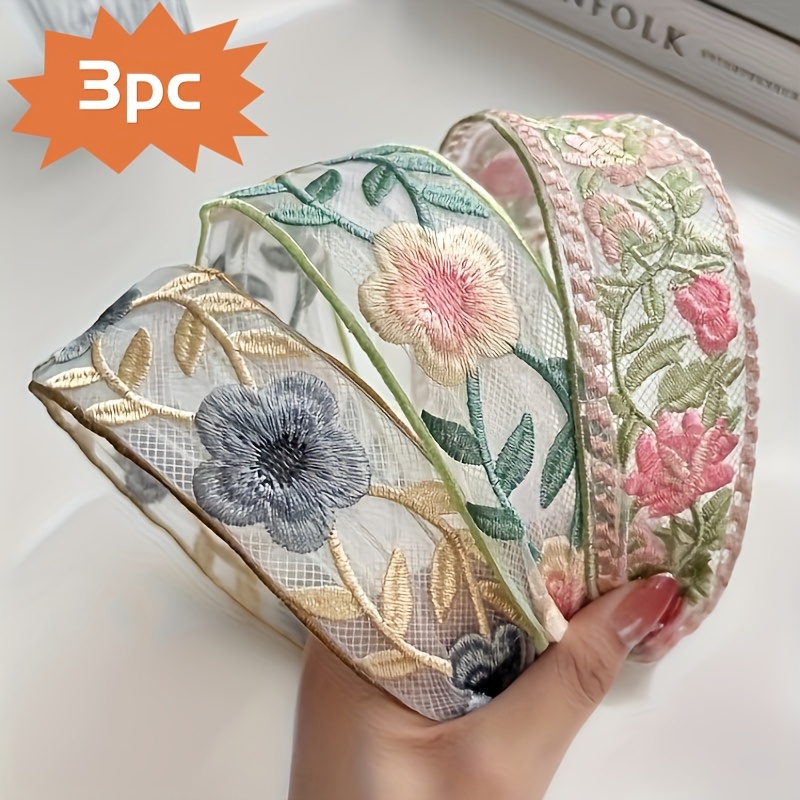 New Embroidered Lace Hairband Ethnic Style Embroidered Vintage Headband Wide Edge Hairpin