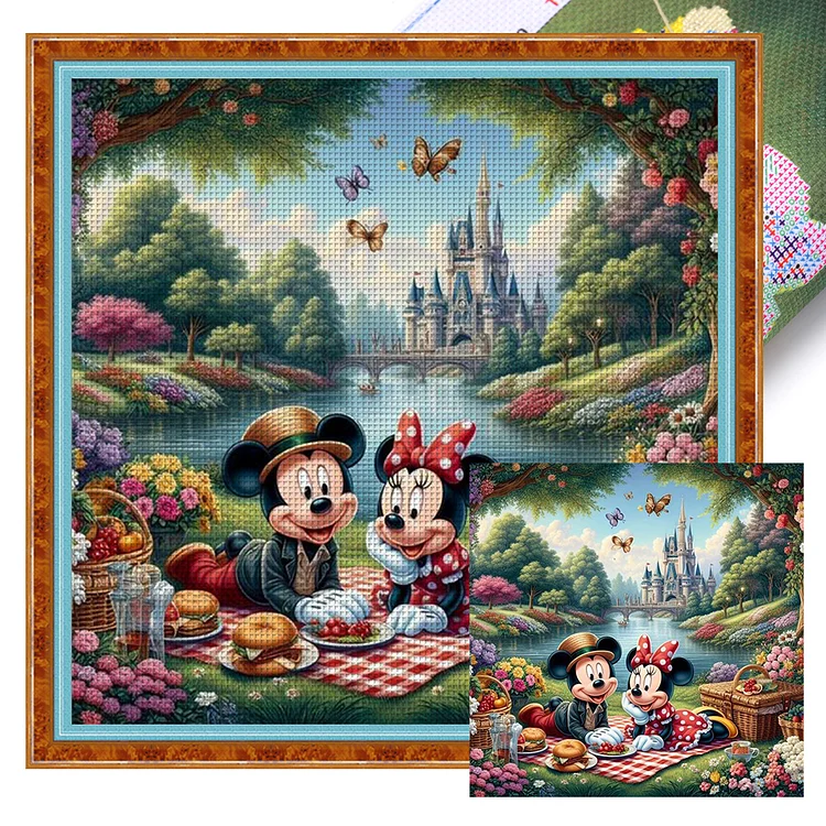Disney Mickey And Stitch 11CT Stamped Cross Stitch 45*45CM