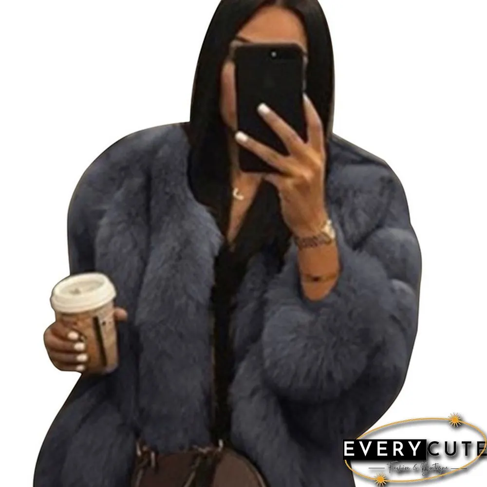 Womens Fall Winter Luxury Faux Fur Coat Elegant Furry Thick Warm Jacket Party Cardigan