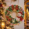 DIY Special Shaped Diamond Painting Wreath, Double-Sided Printing Christmas Wreath Hanging with LED Light Decor Kit 