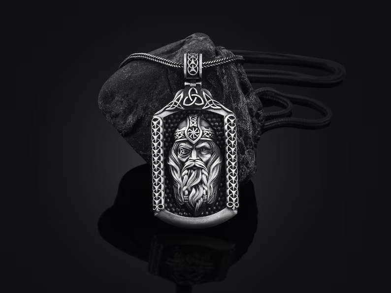 Pure Pewter Viking Odin Head Necklace