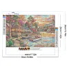 Rue au bord de la rivi&egrave;re-perceuse ronde peinture diamant-50*35cm