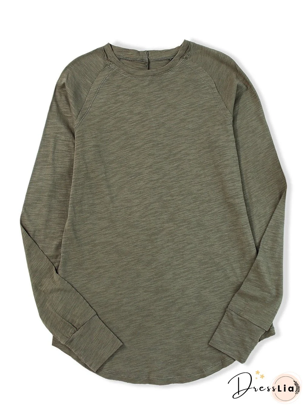 Green Classic Round Neck Long Sleeve Sweatshirt
