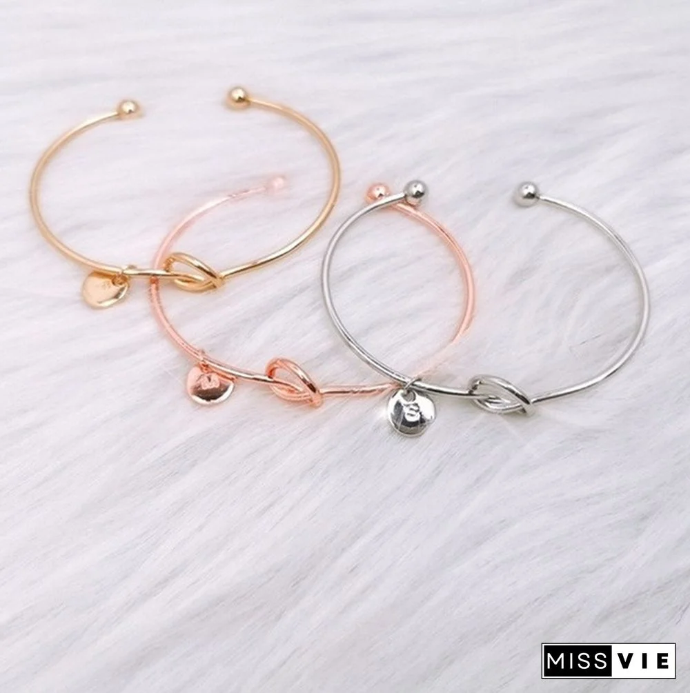 New European and American Fashion Band 26 Letter Knot Bracelet Personalized Initial Heart-shaped Bracelet Monogram Bridesmaid Gift Bracelet