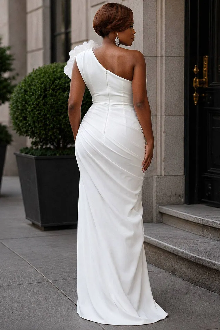 white plus size evening dresses Lady Black Tie - Jillian Gown - Off White - A-line Soft Satin Off The Shoulder Dress
