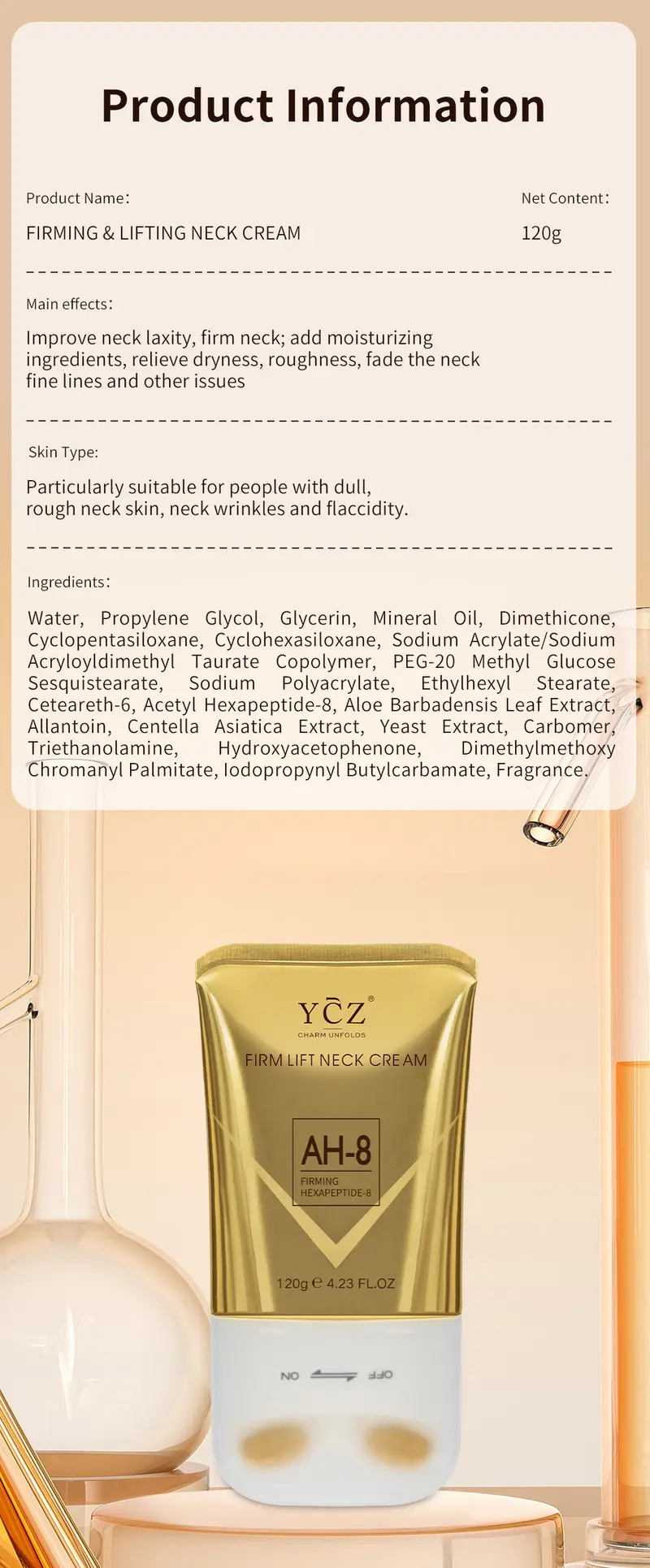 Product Introduction of YCZ Neck-Eye Care Tightening & Revitalizing Set - Smooth of Fine Lines. Eye & Neck Treatment. Moisturizer for Enhanced Skin Health - Hydrating Gentle Skincare 19