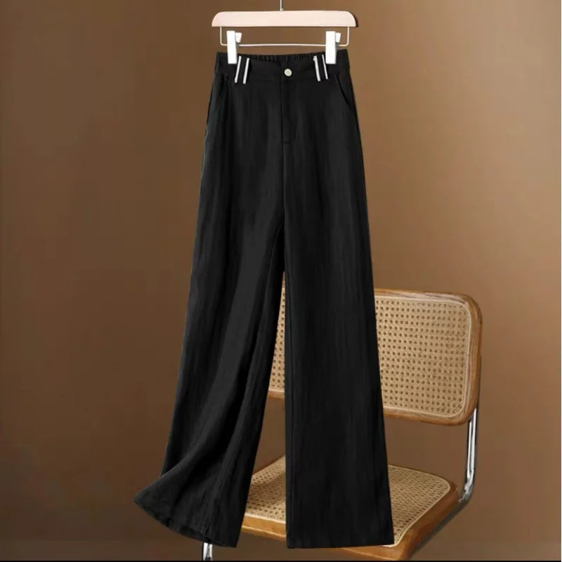Uveng Uveng Lazy Pendant Summer New Straight Slack Panties Women Loose Design Feel White Linen Pants