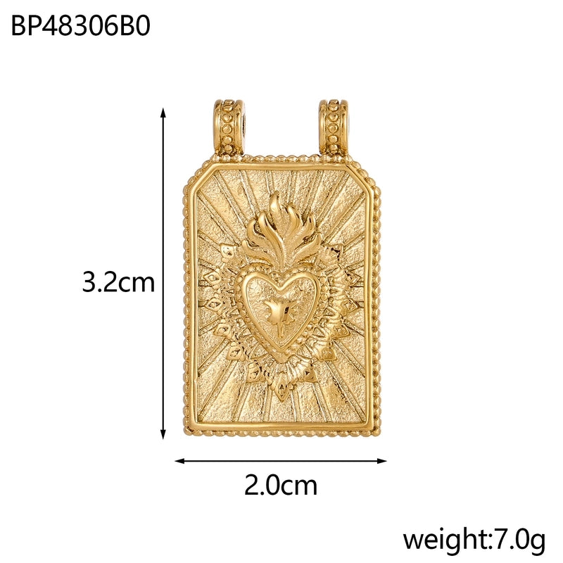 1 Piece 20*32mm Titanium Steel Zircon Starfish Ocean Shell Pendant Jewelry Accessories