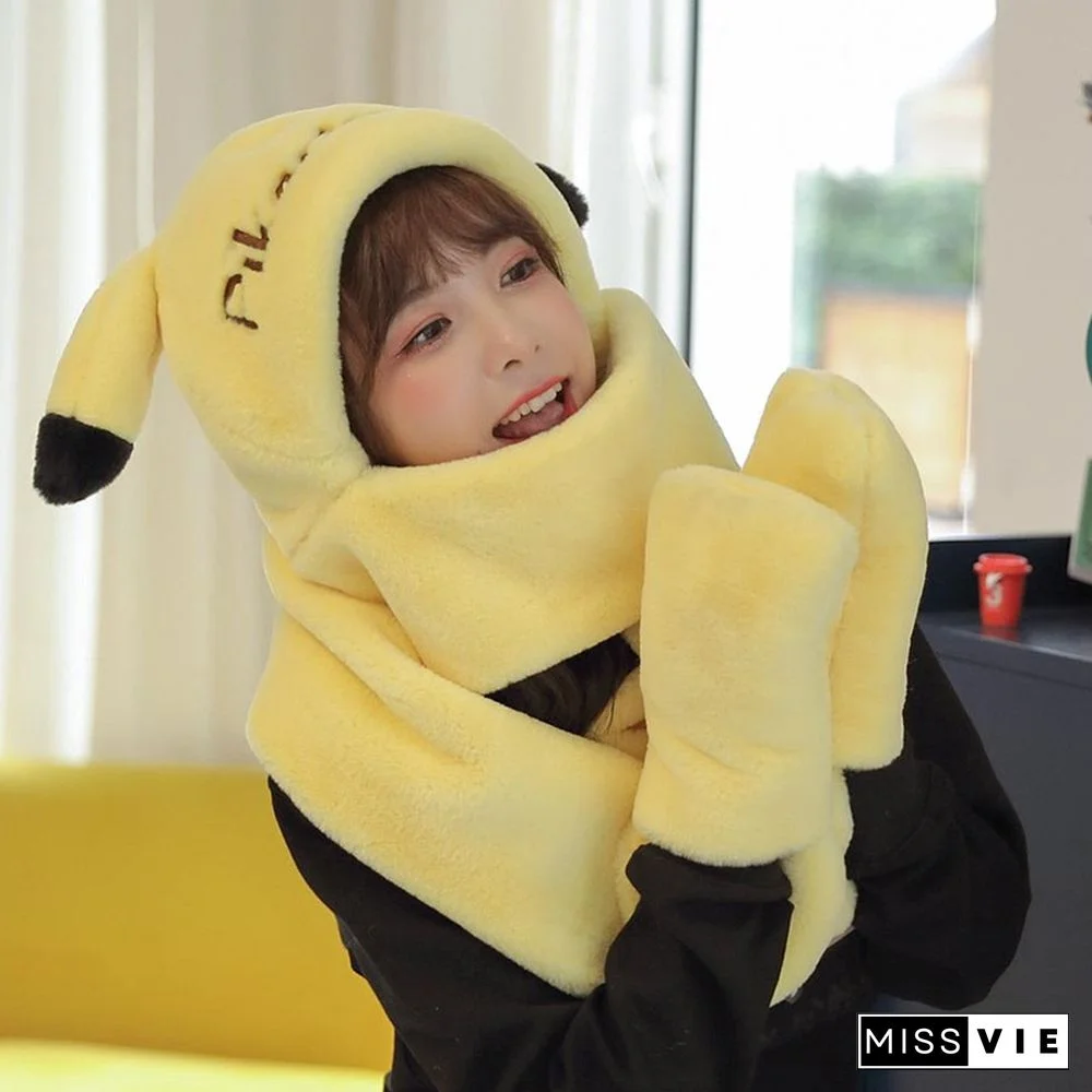 Cute Cartoon Ears Hat Scarf Gloves Warmer