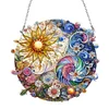 (Upgrade Size)DIY Diamond Painting Art Double Sided Effect Pendant Colorful Stained Glass Hanging Ornament Kit(Sunflower)