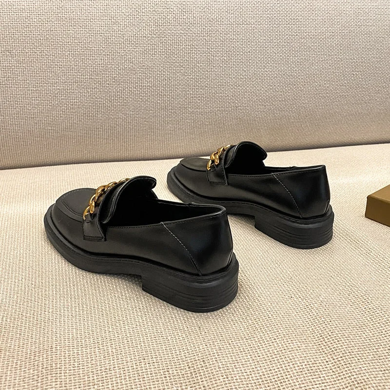 Women's Loafers for 2022 Casual Ladies Autumn Low Heels Designer Genuine Leather Fashion Oxfords Slip-on shoes Moccasins